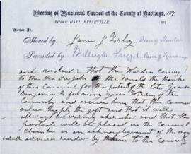 Macdonald, Sir John A.  :  Hastings County Council motion of thanks