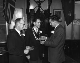 Mayor Gerald B. Hyde of Belleville, Ontario with men.