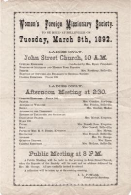 Digital copy of Women's Foreign Missionary Society event flyer