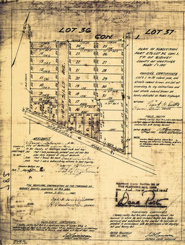 Subdivision of part of Lot 36 in the Township of Sidney