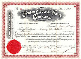 Share certificate in the Trenton Electric and Water Company