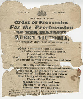 Canada to proclaim Victoria as Queen, 1837