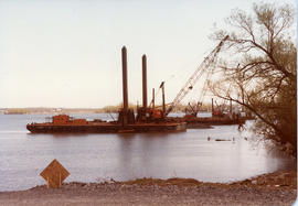 Barges at the construction site of new Norris Whitney Bridge