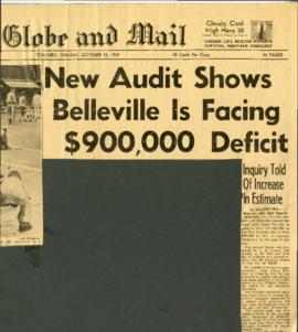 Belleville Council business – financial crisis re McFarlands 1959