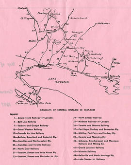 Map of Central Ontario Railways in 1847-1889