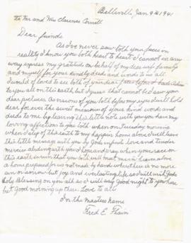 Thain murder case :  letter from Fred E. Thain 1941