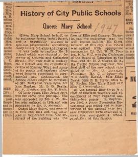 Education : Queen Mary Public School history, 1947