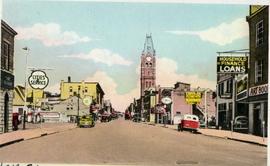 Postcard of Front street looking north. Belleville, Ontario.