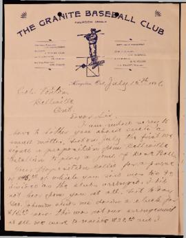 15th Battalion Correspondence