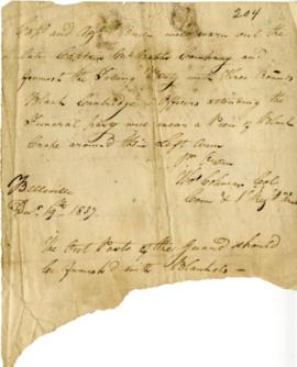 Rebellion, 1837 : militia order to Capt. O'Brien re: the late Capt. McNabb