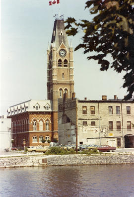 City Hall in Belleville, Ontario taken from across the Moira River.