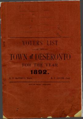 Voters' List of the Town of Deseronto for the year 1892