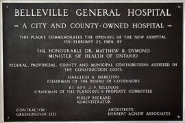 Digital photograph of a plaque at Belleville General Hospital