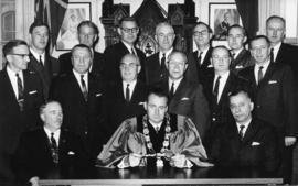 Mayor Jack R. Ellis and men in Belleville, Ontario.