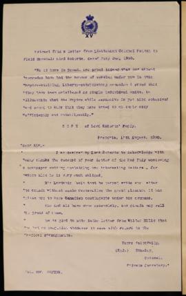 15th Battalion Correspondence