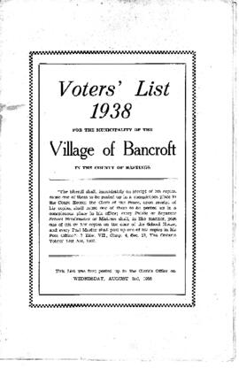 Voters' List for Village of Bancroft